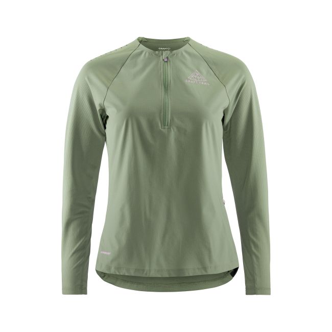 Craft PRO Trail Wind LS Tee W – Bluză de alergare trail anti-vânt - Verde