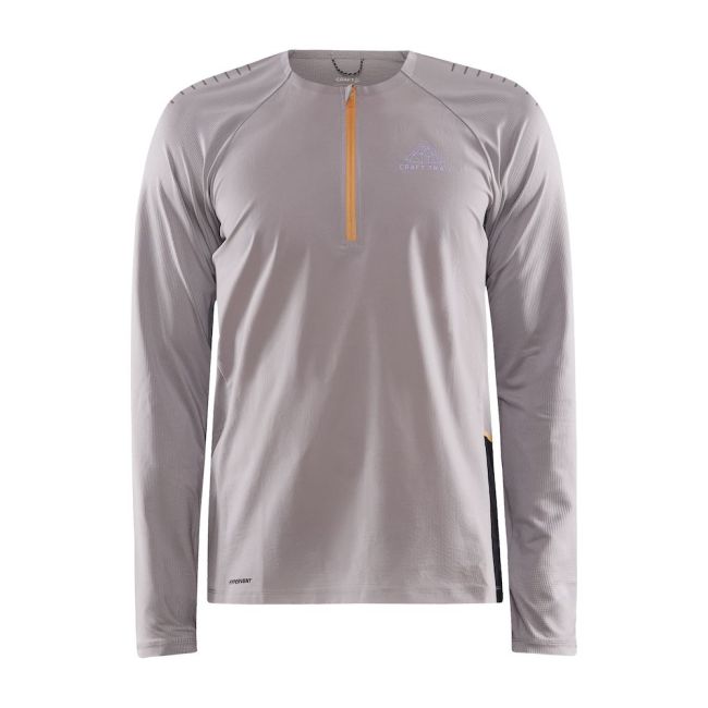 Craft PRO Trail Wind LS Tee – Bluză de alergare trail anti-vânt - Gri
