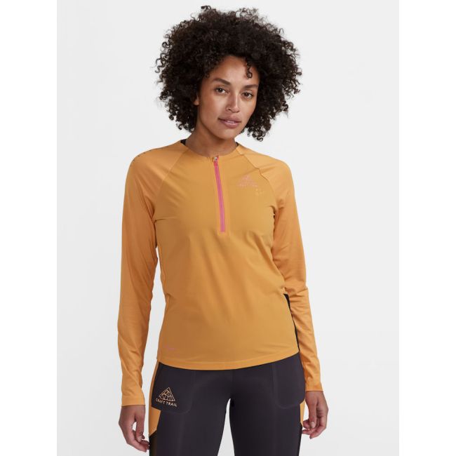 Craft PRO Trail Wind LS Tee W – Bluză de alergare trail anti-vânt - Portocaliu