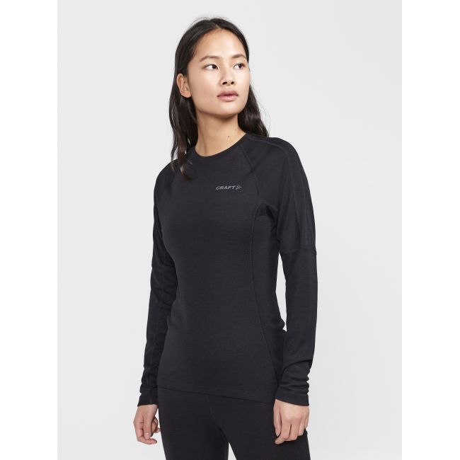 Craft ADV Wool Merino Rn LS W – Bluză strat de bază cu lână merinos - Negru