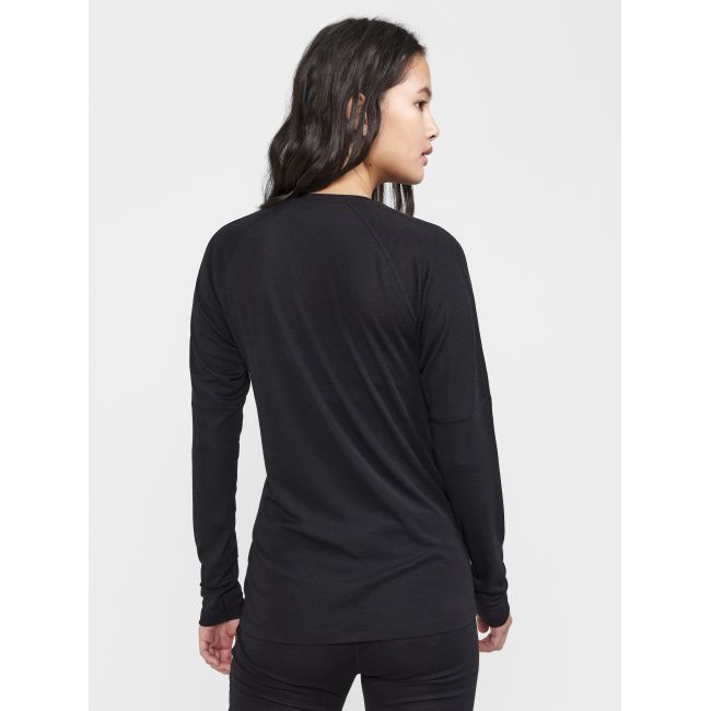 Craft ADV Wool Merino Rn LS W – Bluză strat de bază cu lână merinos - Negru