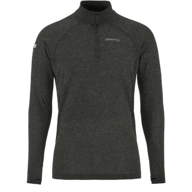 Craft ADV Subz Wool LS Tee 3 – Bluză de alergare cu merinos și fermoar scurt - Negru