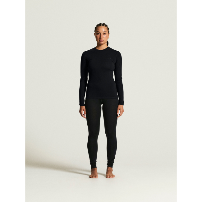 Craft Wool 95 LS CN W – Bluză strat de bază din lână merinos 95% - Negru