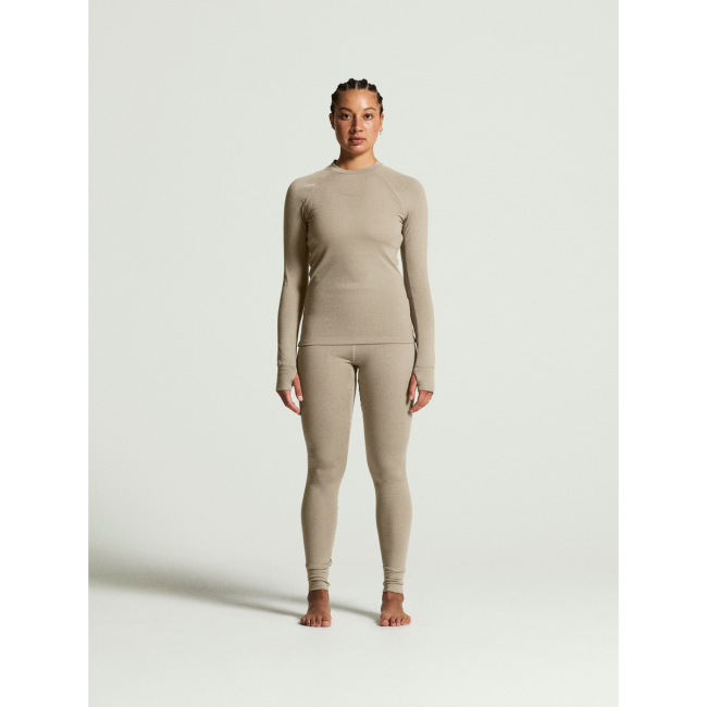 Craft Wool Comfort Rn LS W – Bluză strat de bază cu lână, dublu strat - Bej