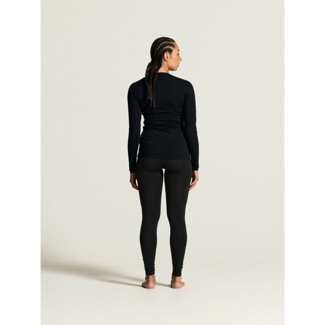 Craft Wool 95 LS CN W – Bluză strat de bază din lână merinos 95% - Negru