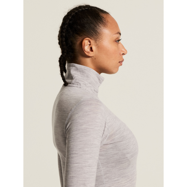 Craft Wool 95 HZ LS W – Bluză strat de bază din lână merinos 95% cu fermoar scurt - Gri