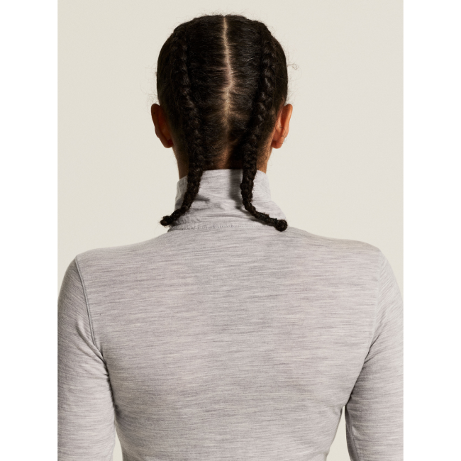 Craft Wool 95 HZ LS W – Bluză strat de bază din lână merinos 95% cu fermoar scurt - Gri