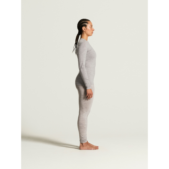Craft Wool 95 LS CN W – Bluză strat de bază din lână merinos 95% - Gri