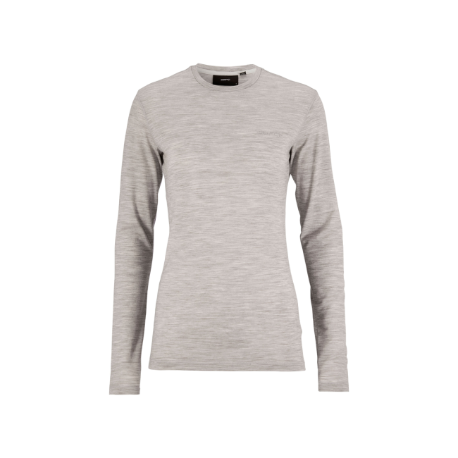 Craft Wool 95 LS CN W – Bluză strat de bază din lână merinos 95% - Gri