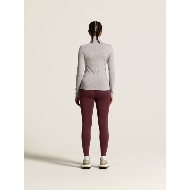 Craft Wool 95 HZ LS W – Bluză strat de bază din lână merinos 95% cu fermoar scurt - Gri