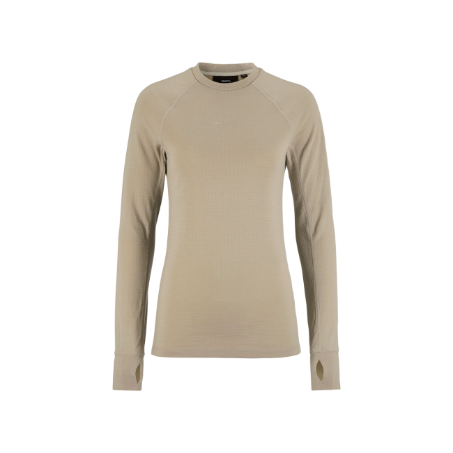 Craft Wool Comfort Rn LS W – Bluză strat de bază cu lână, dublu strat - Bej