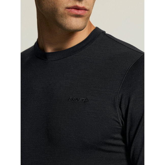 Craft Wool 95 LS CN – Bluză strat de bază din lână merinos 95% - Negru