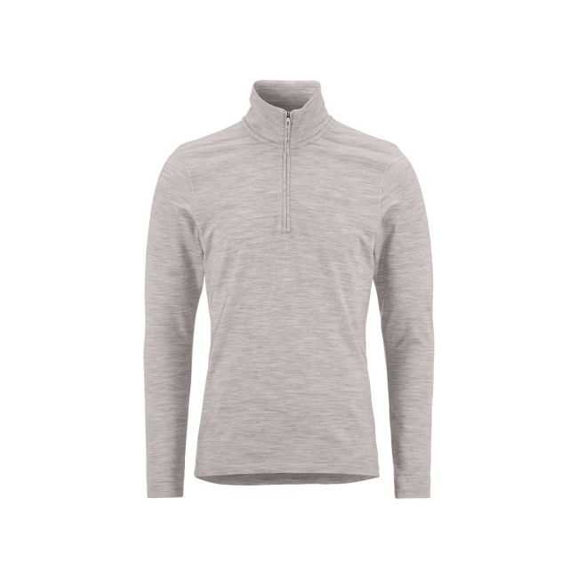 Craft Wool 95 HZ LS – Bluză strat de bază din lână merinos 95% cu fermoar scurt - Gri