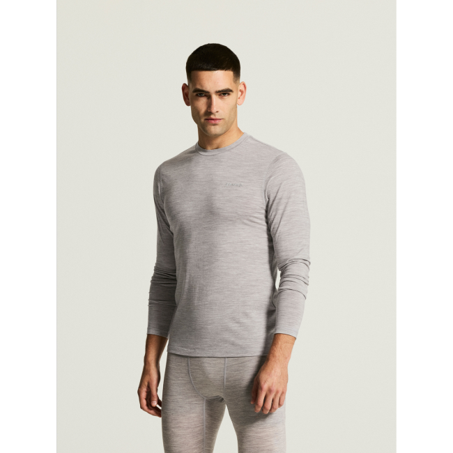 Craft Wool 95 LS CN – Bluză strat de bază din lână merinos 95% - Gri