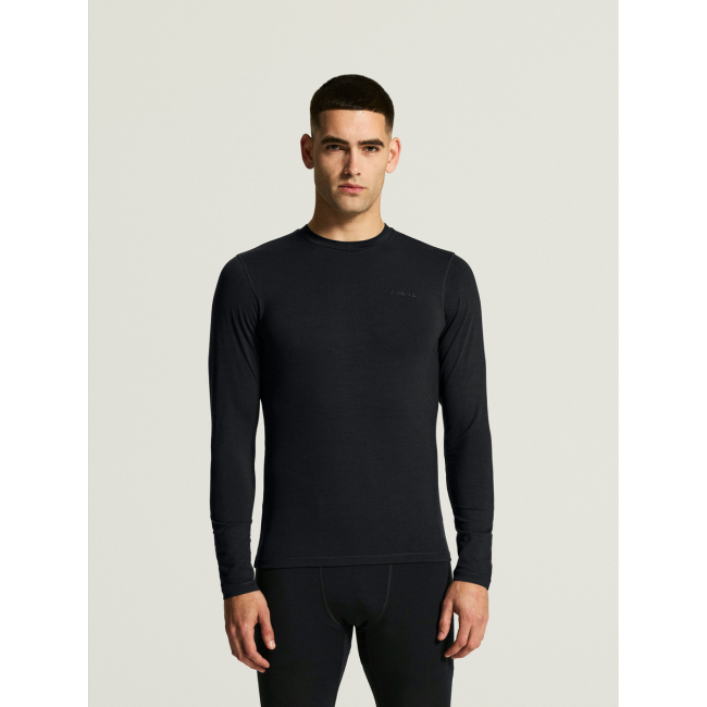 Craft Wool 95 LS CN – Bluză strat de bază din lână merinos 95% - Negru