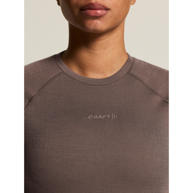 Craft Wool Comfort Rn LS W – Bluză strat de bază cu lână, dublu strat - Maro
