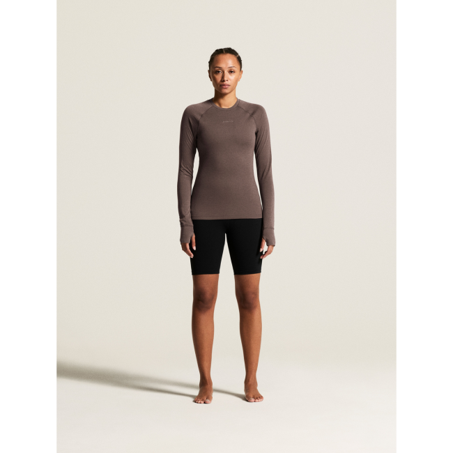 Craft Wool Comfort Rn LS W – Bluză strat de bază cu lână, dublu strat - Maro