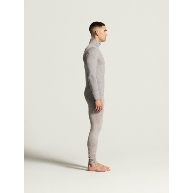 Craft Wool 95 HZ LS – Bluză strat de bază din lână merinos 95% cu fermoar scurt - Gri