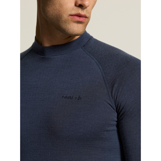 Craft Wool Comfort Rn LS – Bluză strat de bază cu lână, dublu strat - Albastru