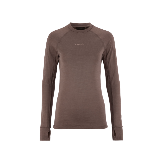 Craft Wool Comfort Rn LS W – Bluză strat de bază cu lână, dublu strat - Maro