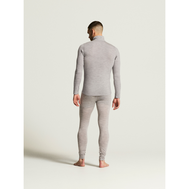 Craft Wool 95 HZ LS – Bluză strat de bază din lână merinos 95% cu fermoar scurt - Gri
