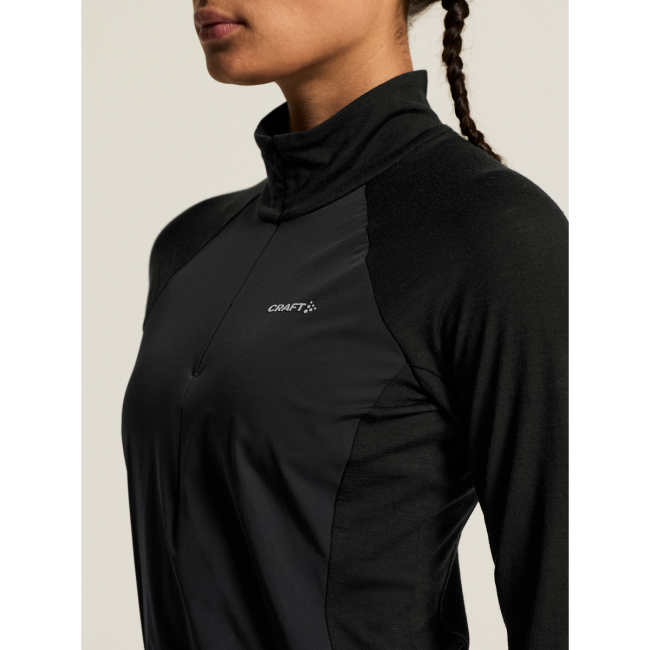 Craft Wool Wind HZ LS W – Bluză de alergare din lână anti-vânt - Negru