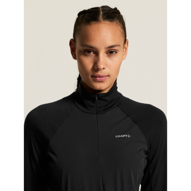 Craft Wool Wind HZ LS W – Bluză de alergare din lână anti-vânt - Negru