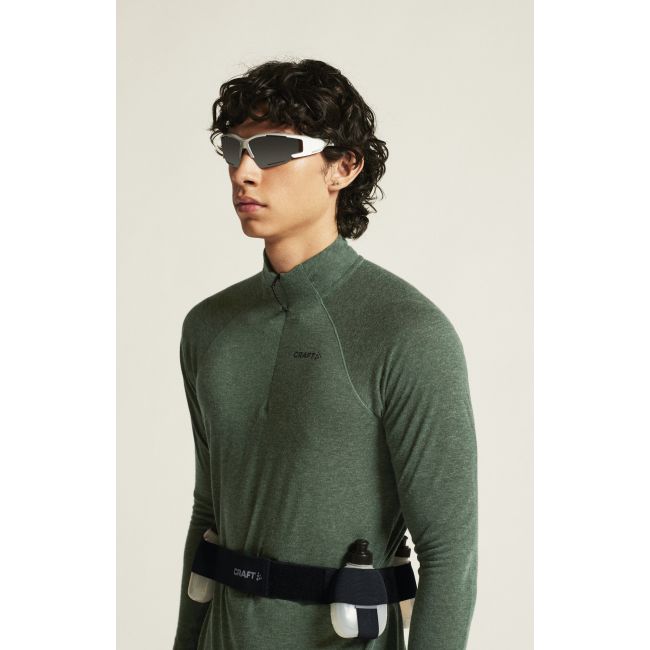 Craft ADV Subz Wool LS Tee 3 – Bluză de alergare cu merinos și fermoar scurt - Verde