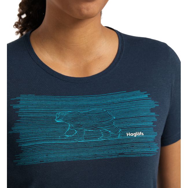 Haglöfs Träd Tee Print W – Tricou din bumbac organic cu imprimeu - Albastru Tarn Blue