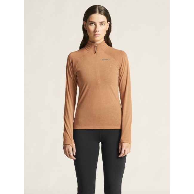 Craft ADV Subz Wool LS Tee 3 W – Bluză de alergare cu merinos și fermoar scurt - Bej