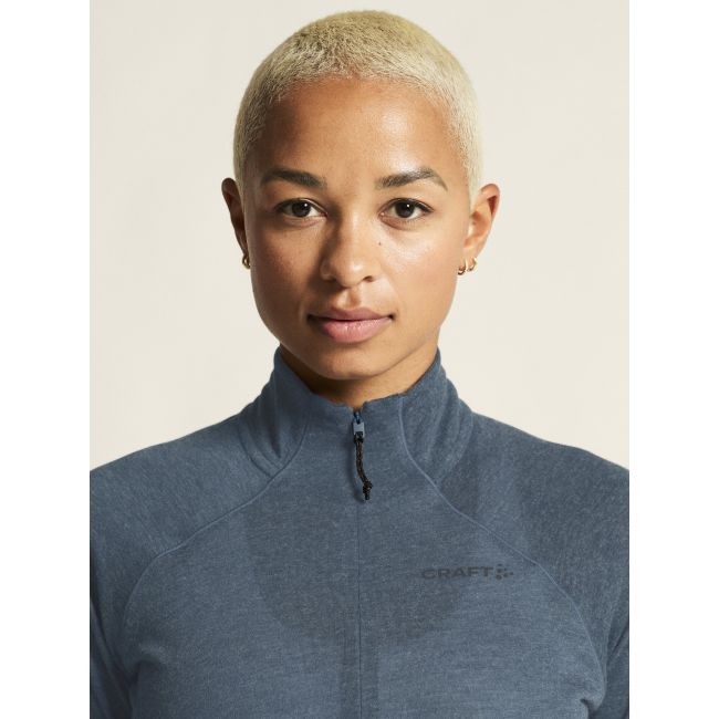 Craft ADV Subz Wool LS Tee 3 W – Bluză de alergare cu merinos și fermoar scurt - Albastru