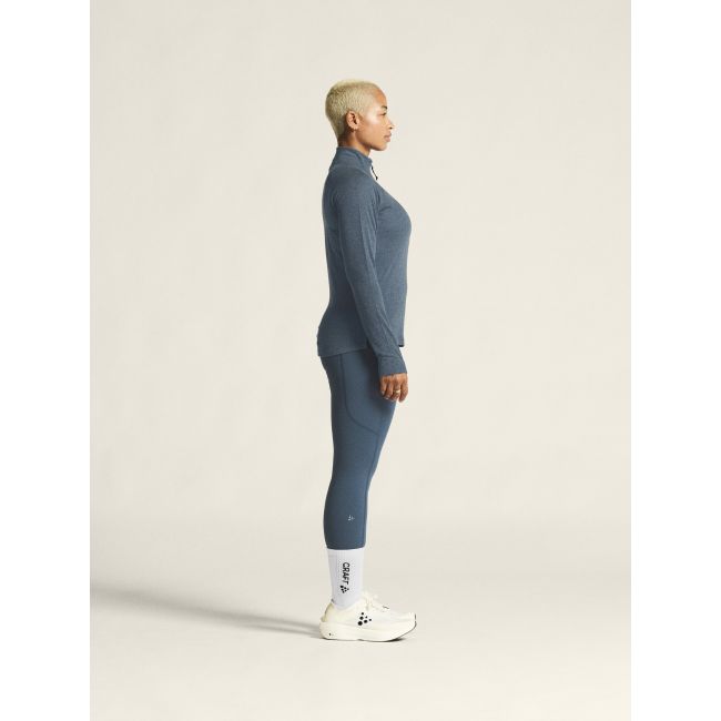 Craft ADV Subz Wool LS Tee 3 W – Bluză de alergare cu merinos și fermoar scurt - Albastru