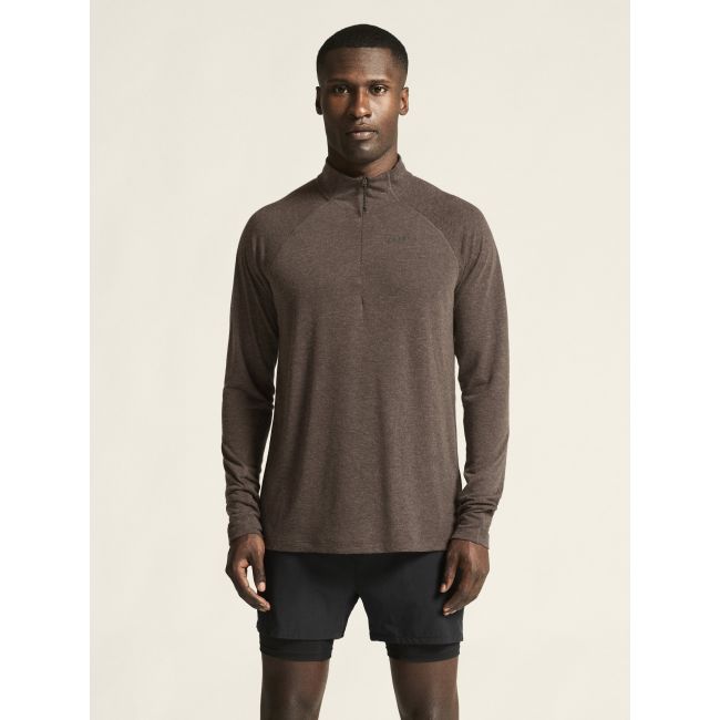 Craft ADV Subz Wool LS Tee 3 – Bluză de alergare cu merinos și fermoar scurt - Maro