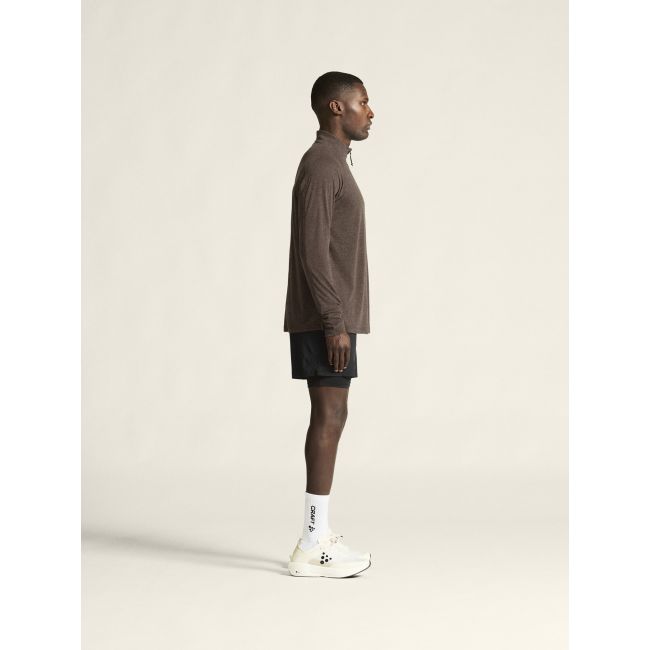 Craft ADV Subz Wool LS Tee 3 – Bluză de alergare cu merinos și fermoar scurt - Maro