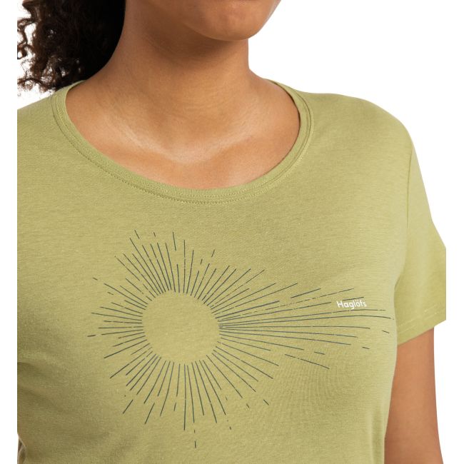 Haglöfs Träd Tee Print W – Tricou din bumbac organic cu imprimeu - Verde deschis