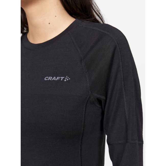 Craft ADV Wool Merino Rn LS W – Bluză strat de bază cu lână merinos - Negru