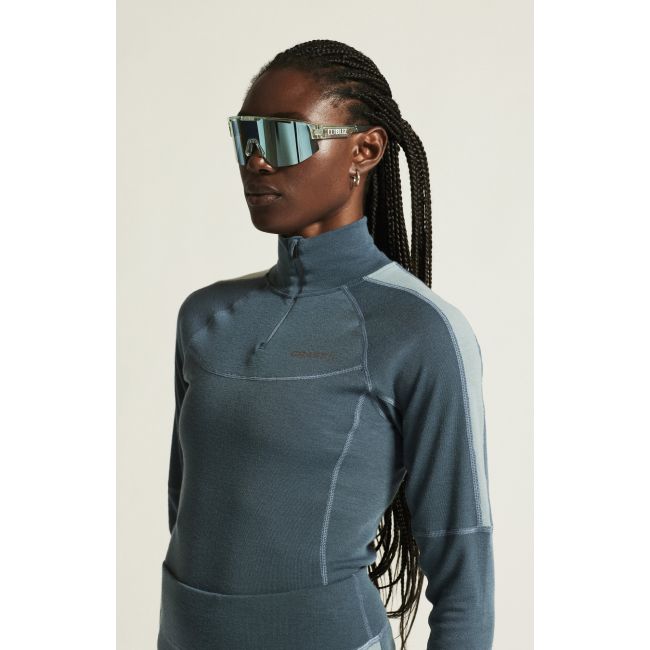 Craft ADV Wool Merino HZ W – Bluză strat de bază cu merinos și fermoar scurt - Albastru