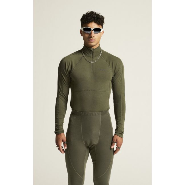 Craft ADV Wool Merino HZ – Bluză strat de bază cu merinos și fermoar scurt - Verde