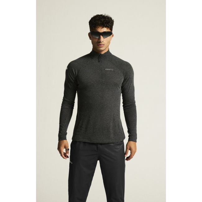 Craft ADV Subz Wool LS Tee 3 – Bluză de alergare cu merinos și fermoar scurt - Negru