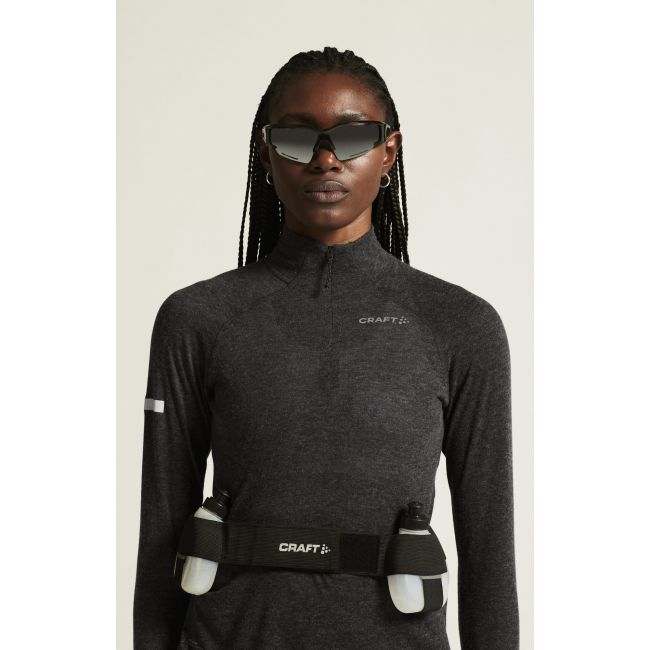 Craft ADV Subz Wool LS Tee 3 W – Bluză de alergare cu merinos și fermoar scurt - Negru