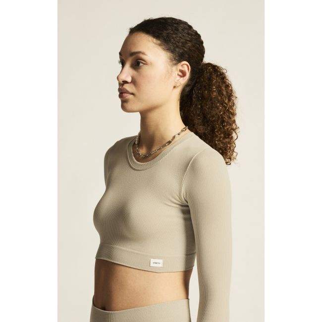 Craft Collective Rib Cropped LS Top W – Top scurt reiat cu mânecă lungă - Maro