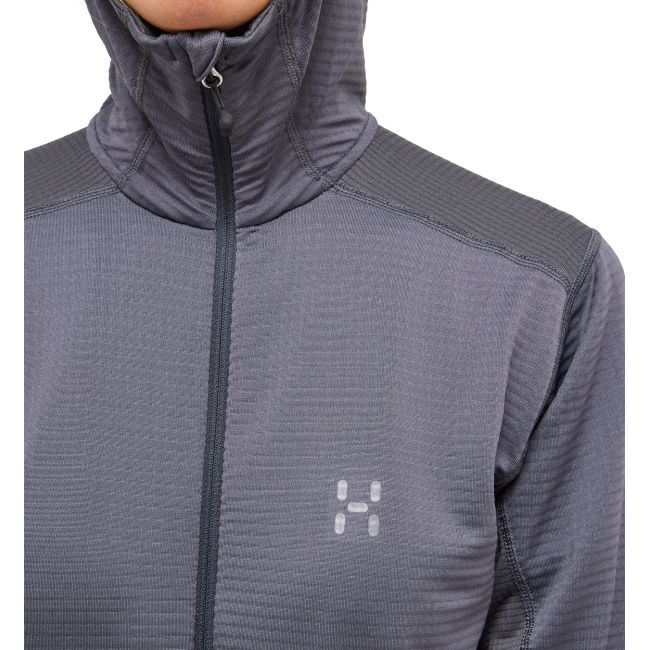 Haglöfs L.I.M Mid Multi Hood W – Hanorac strat intermediar - Gri închis Magnetite