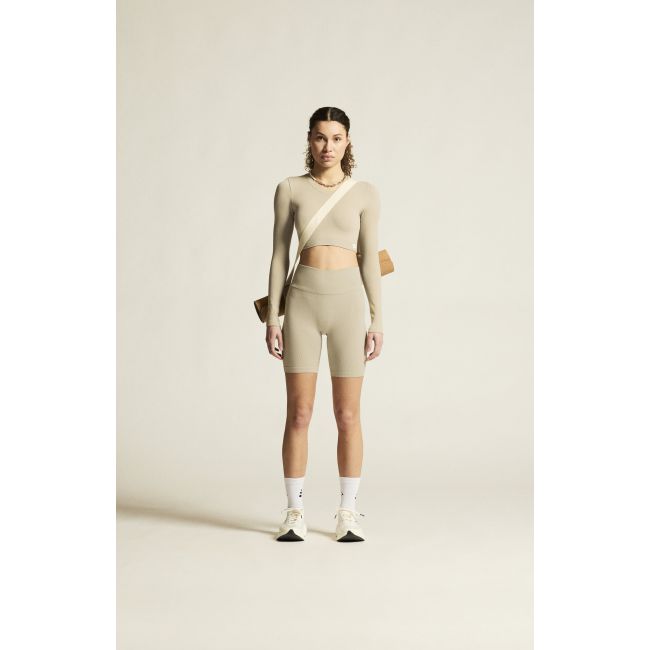Craft Collective Rib Cropped LS Top W – Top scurt reiat cu mânecă lungă - Maro