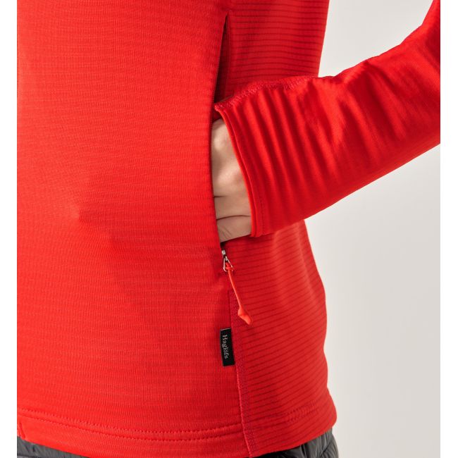 Haglöfs L.I.M Mid Multi Hood W – Hanorac strat intermediar - Roșu Tech Red