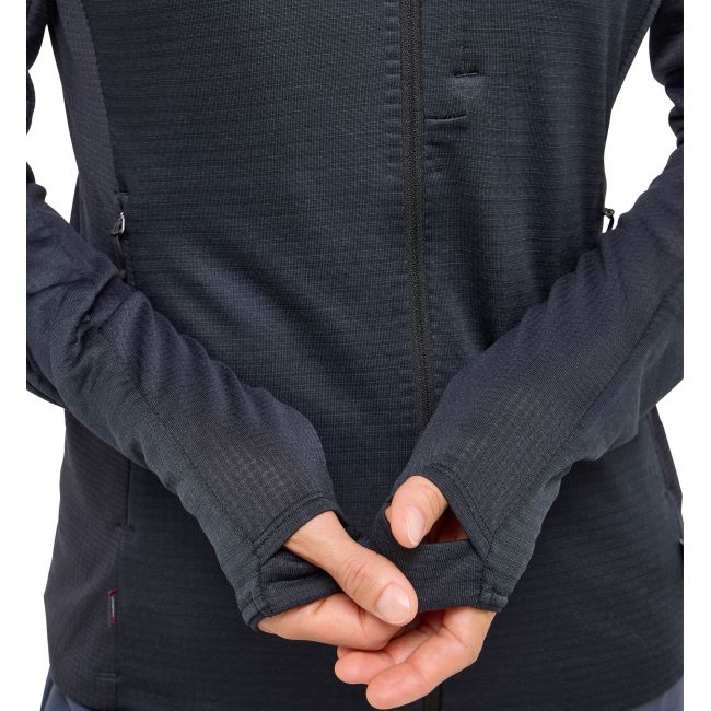 Haglöfs L.I.M Mid Fast II Hood W – Hanorac strat intermediar pentru activități rapide - Negru True Black