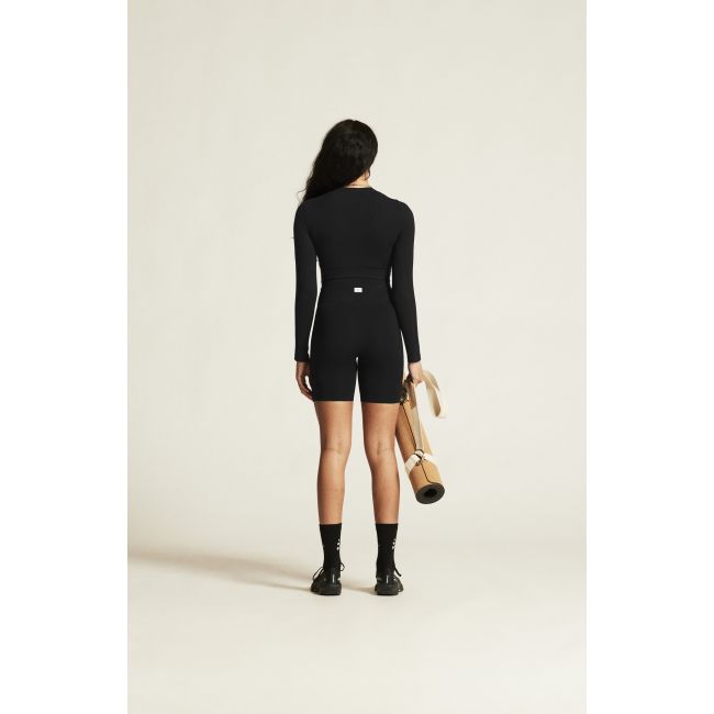 Craft Collective Rib Cropped LS Top W – Top scurt reiat cu mânecă lungă - Negru