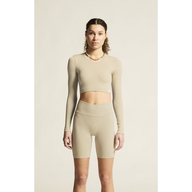 Craft Collective Rib Cropped LS Top W – Top scurt reiat cu mânecă lungă - Maro