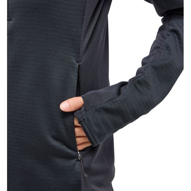 Haglöfs L.I.M Mid Fast II Hood W – Hanorac strat intermediar pentru activități rapide - Negru True Black