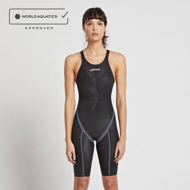 Finis - costum concurs inot dama - HydroX Openback - spate deschis - Negru / gri