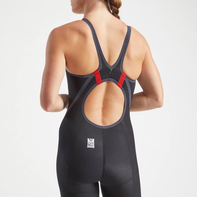 Finis - costum concurs inot dama - HydroX Openback - spate deschis - Negru / gri